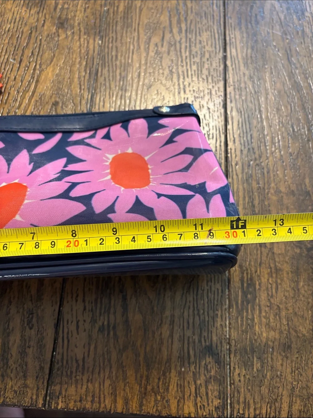Vera Bradley Pink Floral Cosmetic Bag with Orange Accent